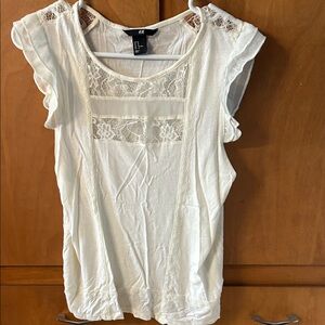 H&M Cream Lace Accent Blouse